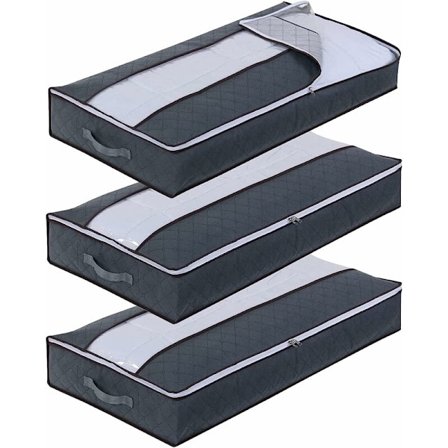 Sæt med 3 opbevaringsposer under sengen, stor sammenklappelig opbevaring under sengen i non-woven, opbevaringsposer til dyner, tæpper, puder, legetøj,