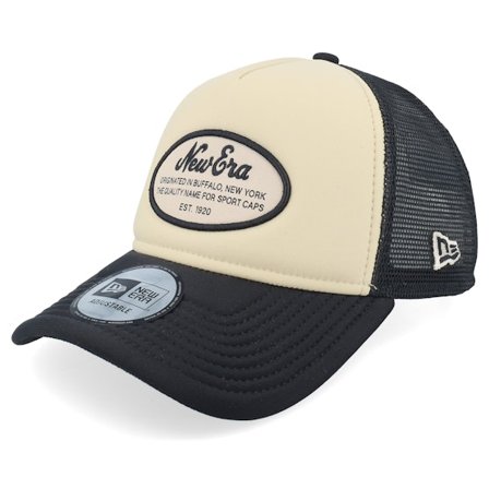 New Era - Beige trucker Czapka Z Daszkiem - Oval Foam Patch Stone/Black Trucker @ Hatstore