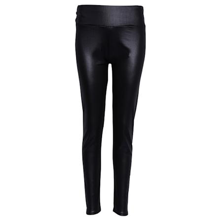 Kvinners høye midje Faux Leather Stretchy Pencil Bukser Blanke Matte Leggings Black