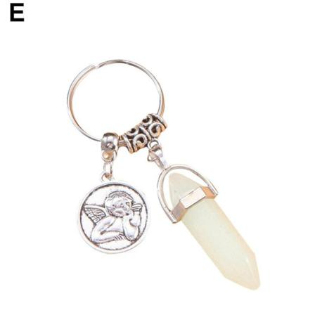 1x Ädelsten Sexkantig Nyckelring Chakra Healing Crystals Bag Decor