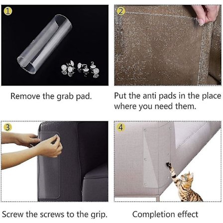 4 Stykker Ridseplader til Katte - Selvklæbende - Ridsebeskyttelse til Kat og Hund - Møbelbeskytter