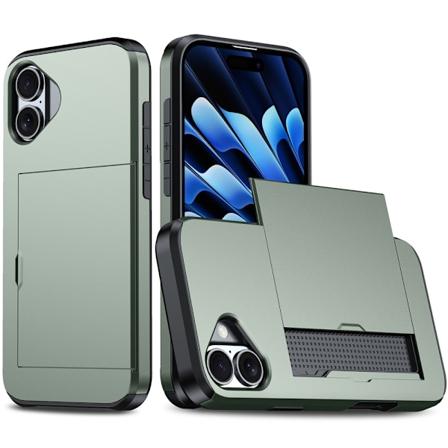 SKALO iPhone 16 Armor Cover kortholder - Grøn Green