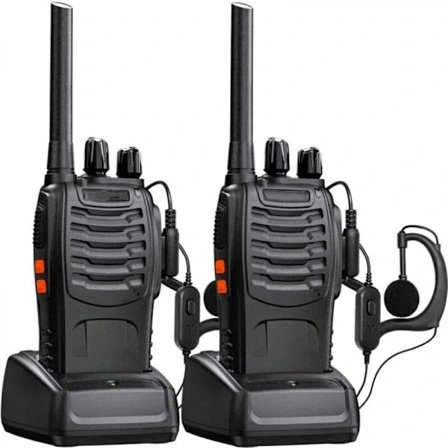 Baofeng Walkie Talkie Lang Rækkevidde Genopladelig Professionel 16 Kanaler PMR Walkie Talkies Radio, med Headset, USB-oplader, Batteri (1 Par)