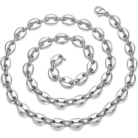 6mm/9mm/11m Herre Halskjede Rustfritt Stål Sølv Kaffebønne Kjede For Menn