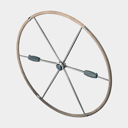 Timón velero Lewmar Folding, plegable, acero inoxidable & piel de alce, Ø910 mm, compatible con eje de timón de 1" (25 mm), beige/plata