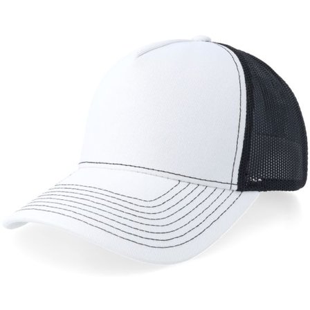 Equip - Vit trucker Keps - Blank White/Black A-frame Trucker @ Hatstore
