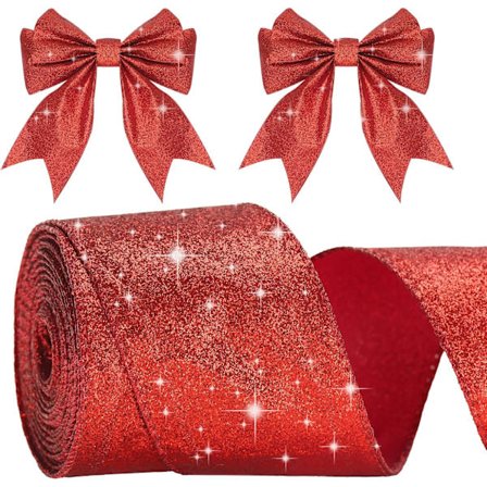 10M Kiiltävä Joulu Lahjanauha 6cm Lanka Reunainen Nauha Joulu Koristenauhat Joulukuusen Koristeluun, Häihin, Rusetteihin