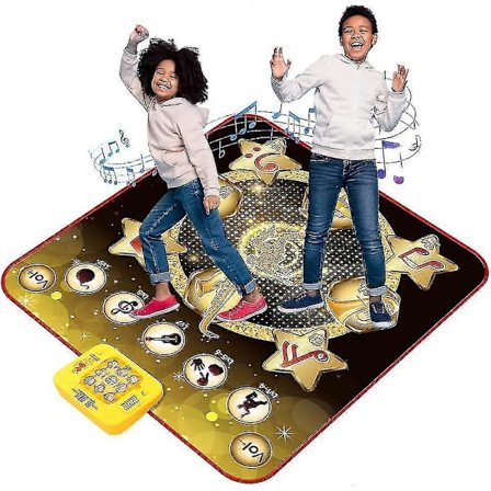 Dansematte, danse spill leketøy gave til 3-12 år gamle barn jenter gutter, dansepute med trådløs Bluetooth, 9 utfordringsspillmoduser, dobbel Pk-modus