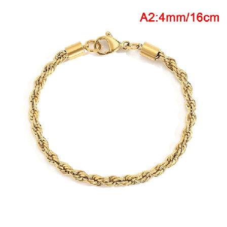 4MM ruostumaton teräs köysi Chian rannekoru naisille Charm Gold - Perfet Gold 16cm