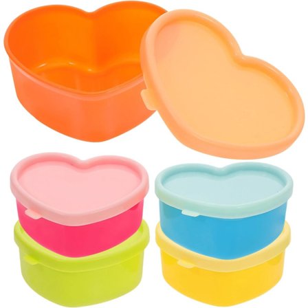 5 stk. mini matoppbevaringsbeholdere, mini sausbokser, hjerteformede salatdressingbeholdere, krydderglass, lekkasjesikre silikonlokk for oppbevaring 