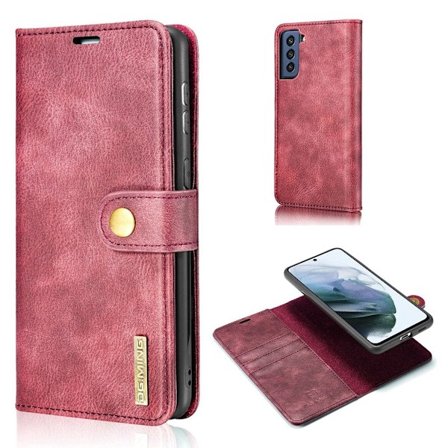 DG.MING Samsung Galaxy S21 FE 2-in-1 Wallet Case - Rød