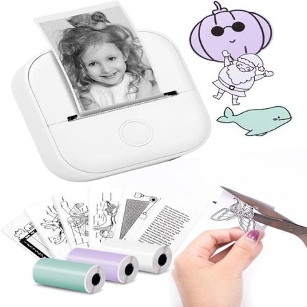 Bærbar blækfri termisk printer Bluetooth-hylster til indlæringsgrafer, anatomiske diagrammer, hvide fotos