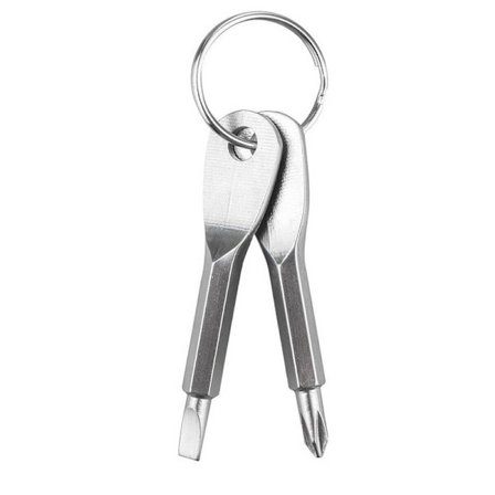 Kannettava ruuvimeisseli avaimenperä, mutterinväännin kuusiokoloavain litteä ja ristipääavaimen ruuvimeisseli työkalusarja (hopea)