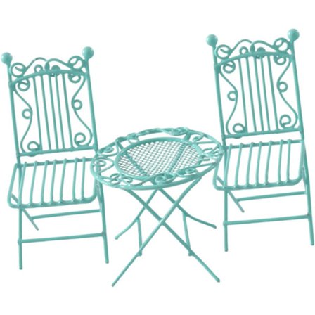 3 stk Mini Smijern Bord og Stoler Miniatyr Dukkehus Grønt Møbler Miniatyr Dukker 1:12 Dukkehus Hage Bord Stol Sett Miniatyr Bord