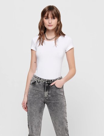 ONLY Onllive Love S/S Oneck Top Noos Jrs - White - XL