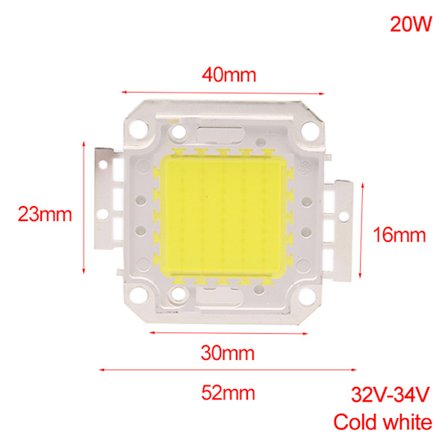 COB LED Chip Lys SMD-lampe 100W 50W 30W 20W 10W projektør 20W-Kold hvid