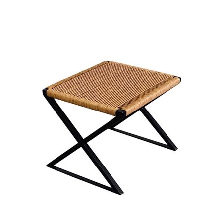 Bagagebærer, sort metal og rotting, 56x51x46 cm