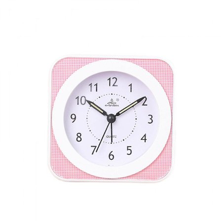 Wekity 5 tommer enkel stil lydløs med natlys studerende børn voksen sød ur soveværelse sengebord lille vækkeur (pink)