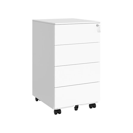 Rootz Steel 4 lådor rullbehållare - Skåp - Organizer - Molnvit - 45,1 x 39 x 69,3 cm - 20 kg - Max belastning 15 kg - Tillbehörspaket - Instruktioner