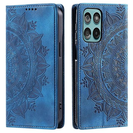 Style-010 Deksel for Motorola Edge 60 5G / 60 Fusion 5G - Magnetisk lukking - Telefondeksel i lær med mønster - Blå