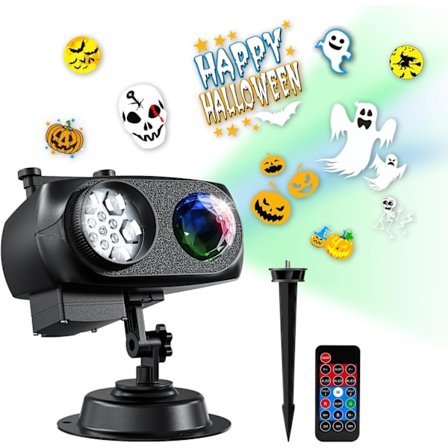Halloween LED Projektor Jul Udendørs Indendørs, IP67 Vandtæt Projektor Belysning, 15W Lysstærk HD Bølgeeffekt