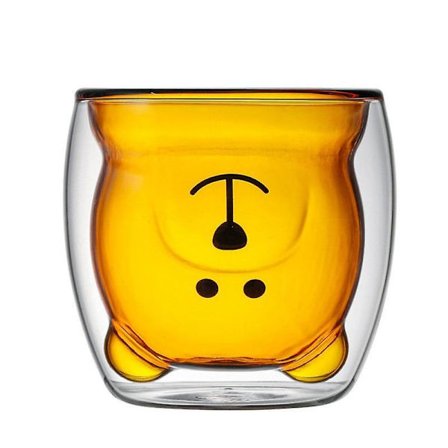 Tegneseriebjørn Krus Dobbelt Lag Gjennomsiktige Glasskopper Kaffekrus Par Gaver