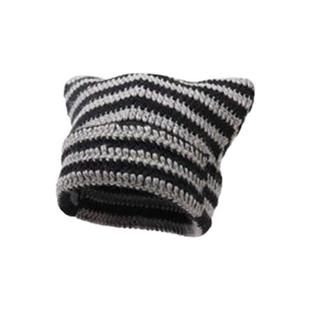 Naisten Beanie-pipo Pieni Paholainen Raidallinen Neulotu Wool Hat Talvi Kissan Korvat Hattu