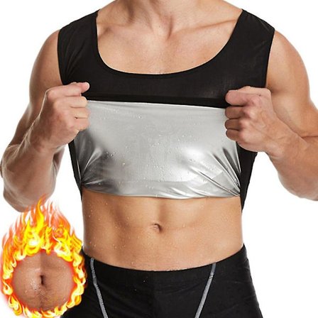 Herr Shapewear Waist trainer Hot Bastu Kostymer Termo Sweat Linnen Body Shaper Slimming Underkläder Kompressionsträningströja,silve