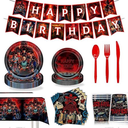 Uudet Stranger Things -teemaiset syntymäpäiväjuhlien astiat ja koriste-esineet