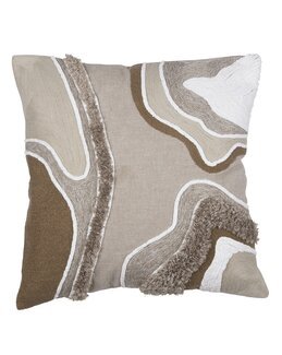 Pudebetræk Sazu med tuftet motiv og broderi Hør