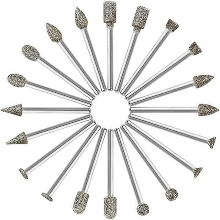 Diamantborr, 20 st diamantborr (diamantborr/huvud/spets) med 3 mm skaft för roterande verktyg (slipning, polering, gravering gör det själv)