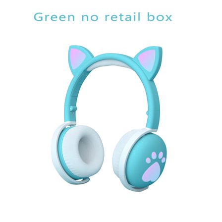Bluetooth-hovedtelefoner til børn Kawaii Cat Ear LED Light Up Trådløst foldbart headset med 3,5 mm stik Bluetooth 5.0 til fødselsdagsgave