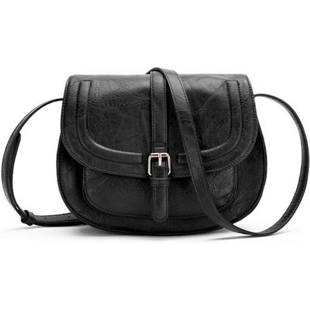 Crossbody-veske for kvinner, liten veske og skulderreimveske, vintage salvesker i vegansk skinn (svart)