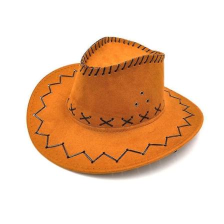 Unisex Cowgirl Cowboyhatt Barn Vilda Västern Fancy festkostymer Casual Sun(Orange)