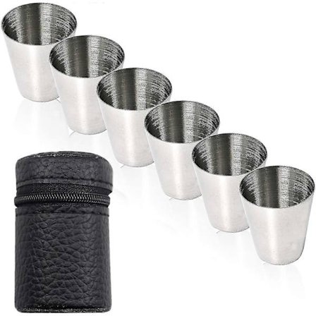 7 st Rostfria Stålmuggar, Bartenderkopp, Shotglas Bärbart Vinglas