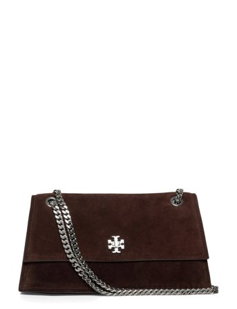 Tory Burch Kira Turnlock Suede Shoulder Bag - Brown - ONE SIZE