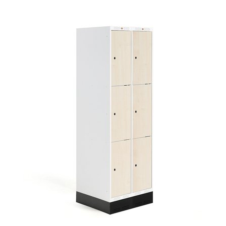 Schülerspind ROZ, 2 Module, 6 Türen, 1890x600x550 mm, Birke, inkl. Sockel