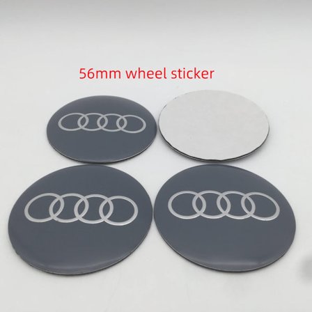 3D-klistremerker for Audi hjulsenter navkapselmerker Deksel Styling Dekaler Biltilbehør Emblem 56mm 4 stk