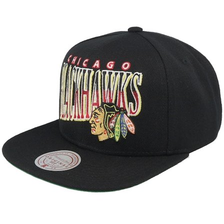 Mitchell & Ness - Chicago Blackhawks Line Work Black Snapback Snapback Black Cap - NHL @ Hatstore