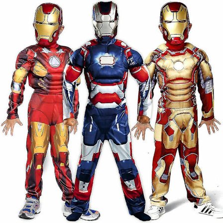 Barn Gutter Deluxe Iron Man Cosplay-kostyme Rød L 130-140CM