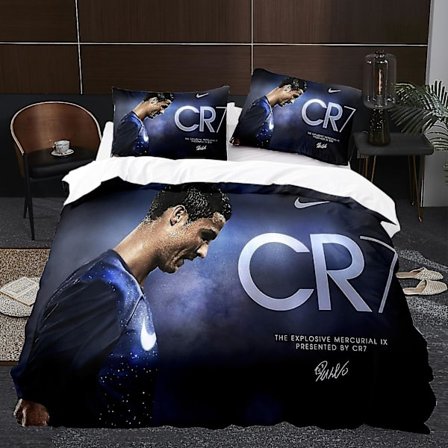 Spiller K2# 3d Tredelt Sett Størrelse Fotballserie C Ronaldo Dynetrekk Hjemmetekstil