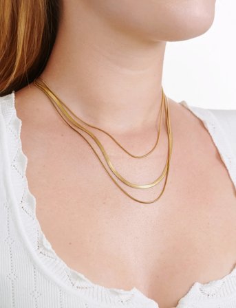 Timi of Sweden Matilde - Triple Chain Necklace Stainless Steel - Gold - ONE SIZE 40 cm