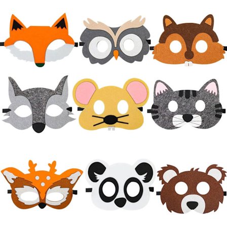 Sunshine smile djurmasker för barn, djurmasker barn, djurmasker att färga, djurmasker för barn filt, masker barn födelsedag