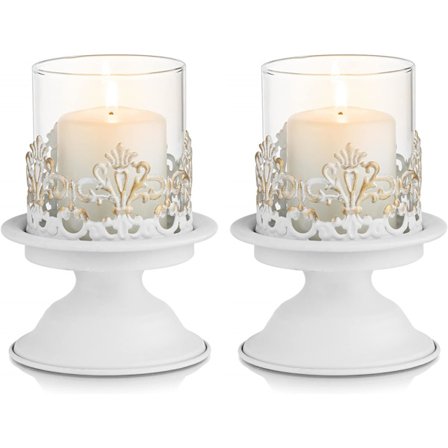 Vintage Ljusstakar Vit Ljusstake - Dekorativa Metall Ljusstakar för Matsalsbord Centerpiece Kaminhylla Jul Fest Bröllop Dop Dop Påsk Födelsedag 