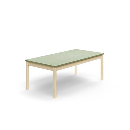 Bord DECIBEL, 1600x800x590 mm, ljuddämpande linoleum, björk/gröngrå