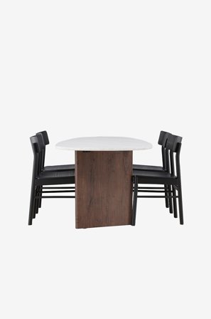 Venture Home - Spisegruppe Grönvik med 4 stk. stole Montros - Hvid - Spisebordssæt 4 personer - Fra Homeroom