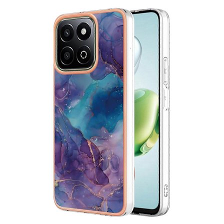 För Honor X7c 4G/ Honor 200 Smart 5G TPU-skal Marmormönster 2,0 mm Elektroplätering Telefonskal