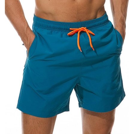 Herrbadbyxor Snabbtorkande Strandshorts med Fickor, påfågelblå