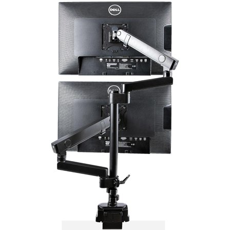 StarTech Desk Mount Dual Monitor Arm, Full Motion Monitor Mount for 2x VESA Displays up to 32" (up to 17lb/8kg), Ergonomic Vertical Stackable Arms,