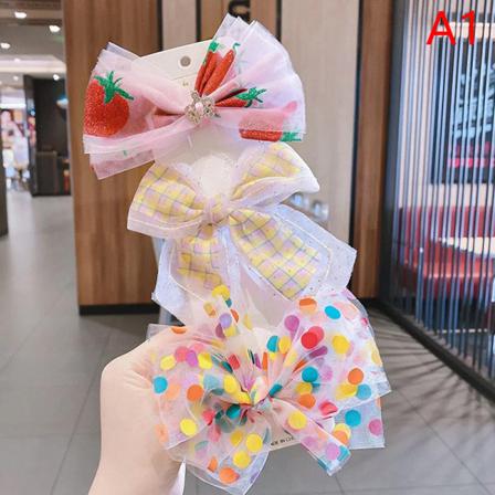 3pcs/set New Girls E Chiffon Yarn Bow Hairpins Kids Sweet Hair